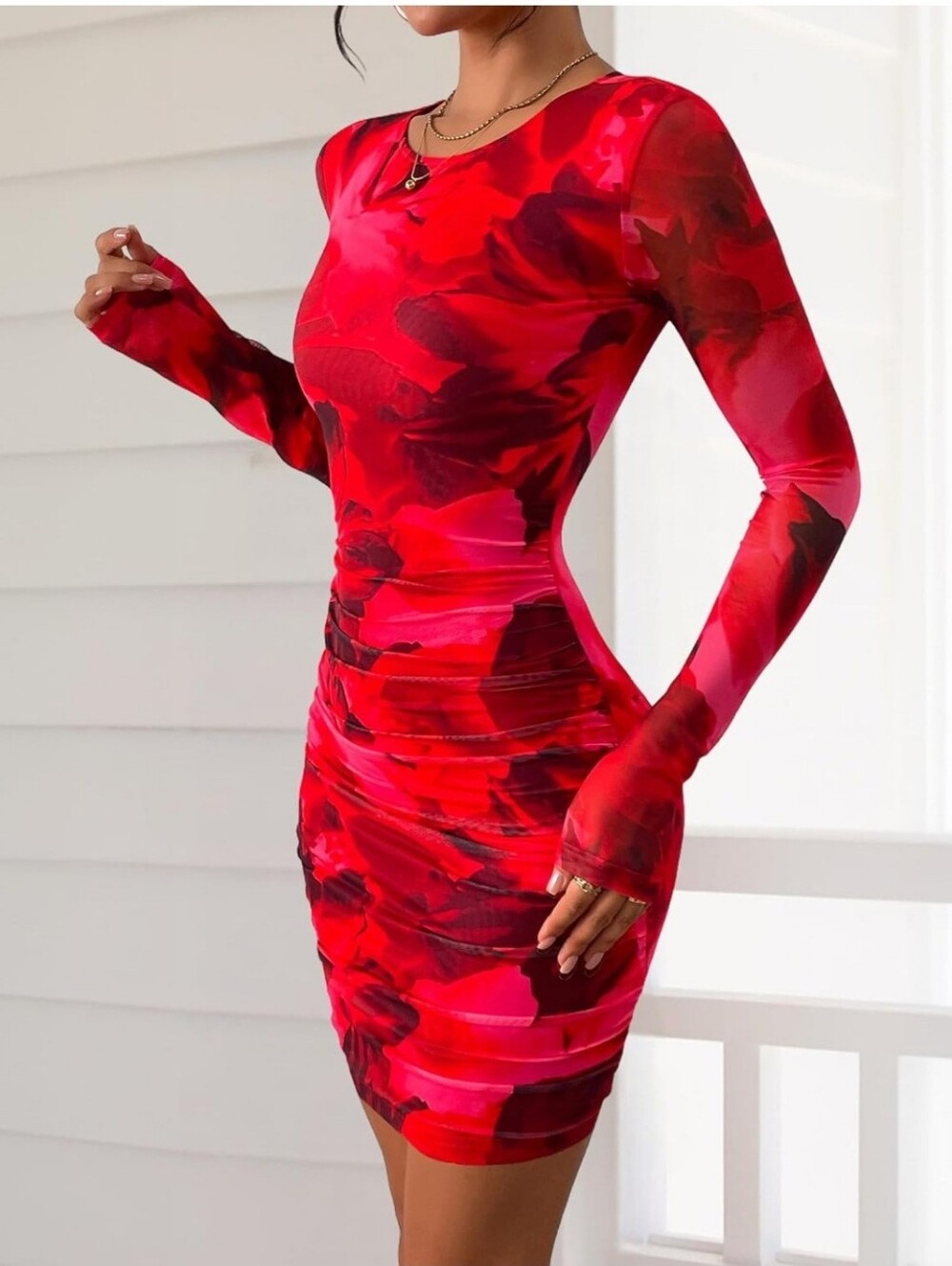 Women Long Sleeve Mini Dress